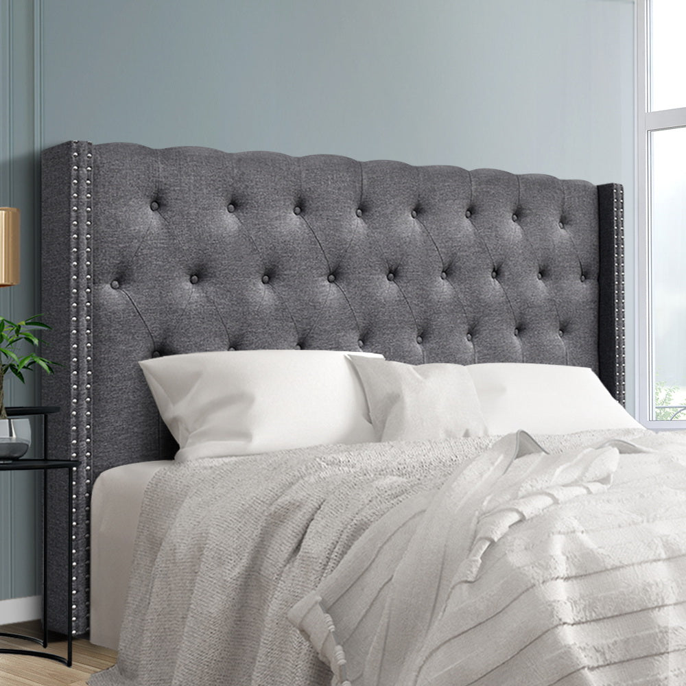 Milano Premium Fabric Bedhead Grey King Size by Sleep House Nunawading