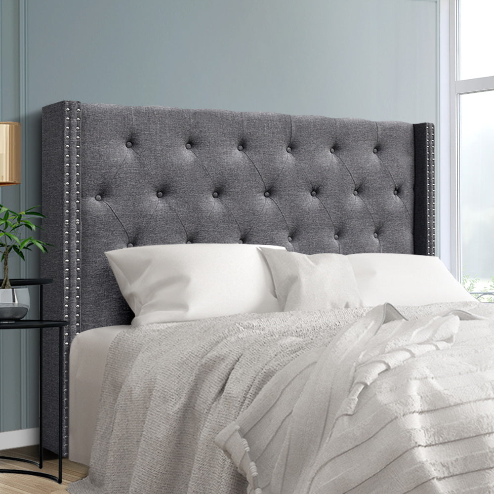 Milano Premium Fabric Bedhead Grey Queen Size