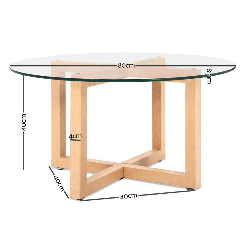 Diva Tempered Glass Round Coffee Table - Beige