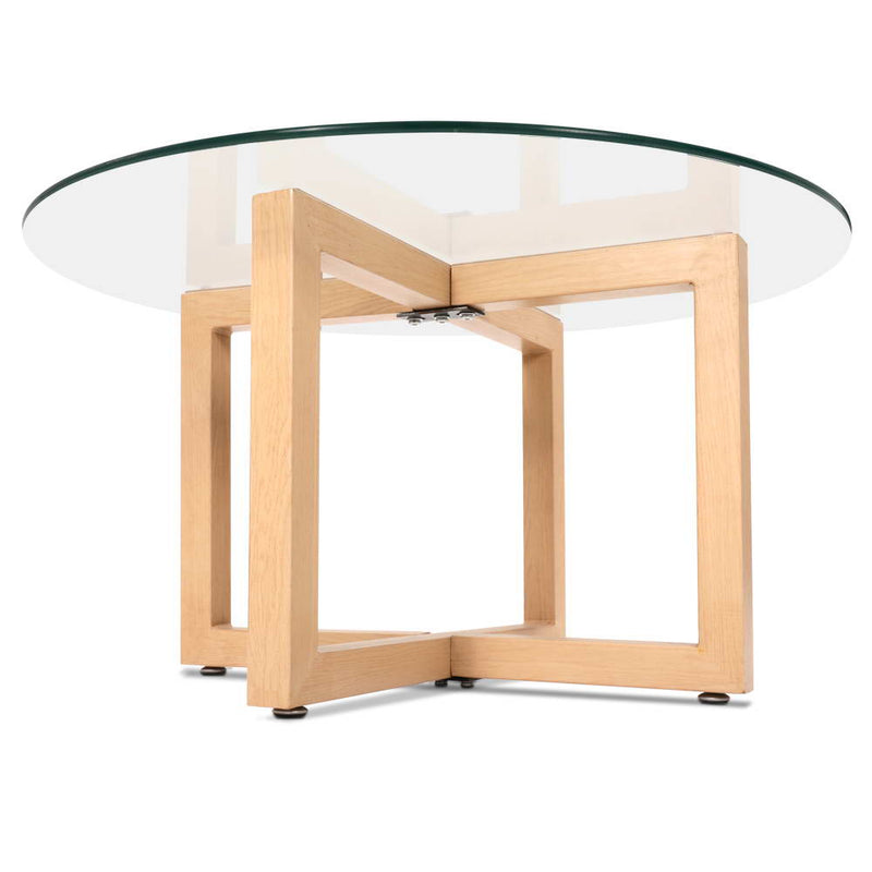 Diva Tempered Glass Round Coffee Table - Beige