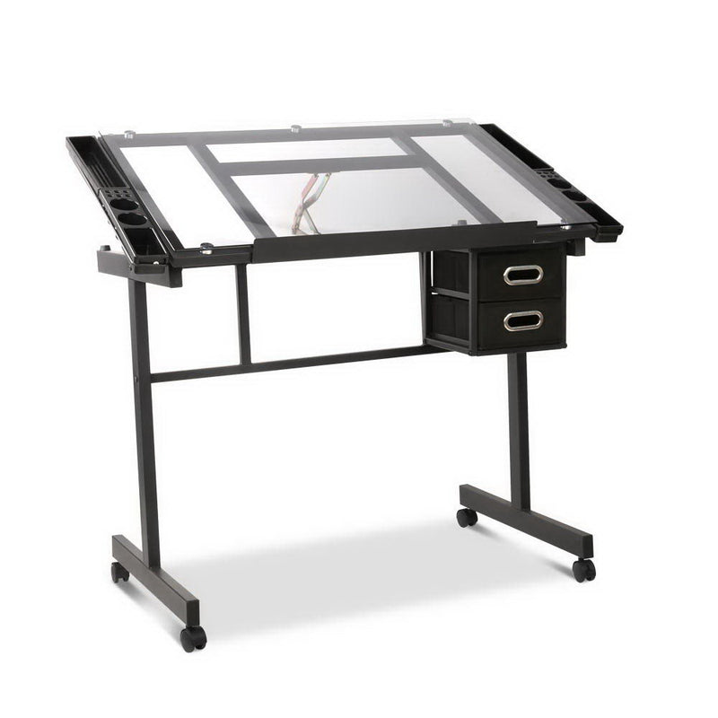 Diva Office Adjustable Drawing Desk - Black and Grey