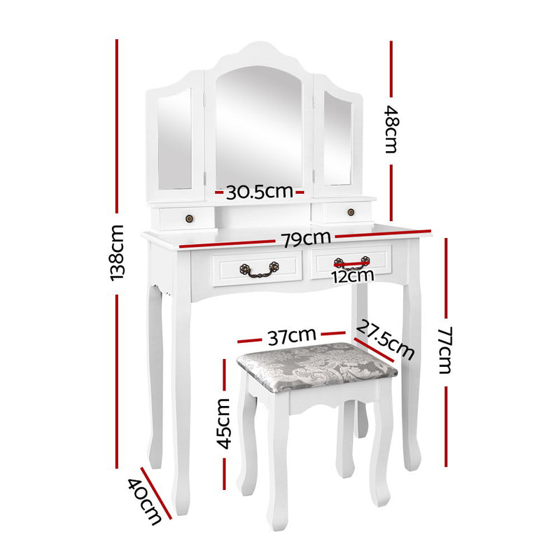 Milano Premium White Dressing Table with Stool by Sleep House Melbourne