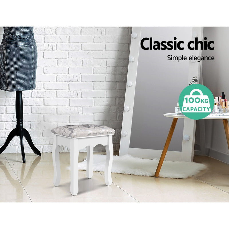 Milano French Style Dressing Stool Bedroom White Make Up Chair 