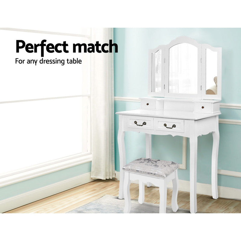 Milano French Style Dressing Stool Bedroom White Make Up Chair 