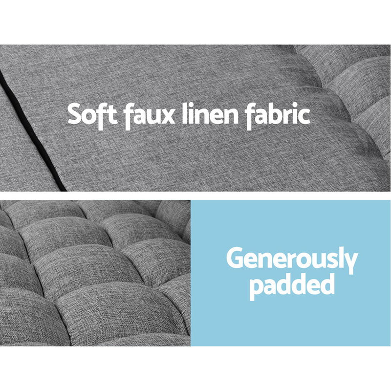 Diva Lounge Sofa Bed 2-seater Floor Folding Fabric Grey