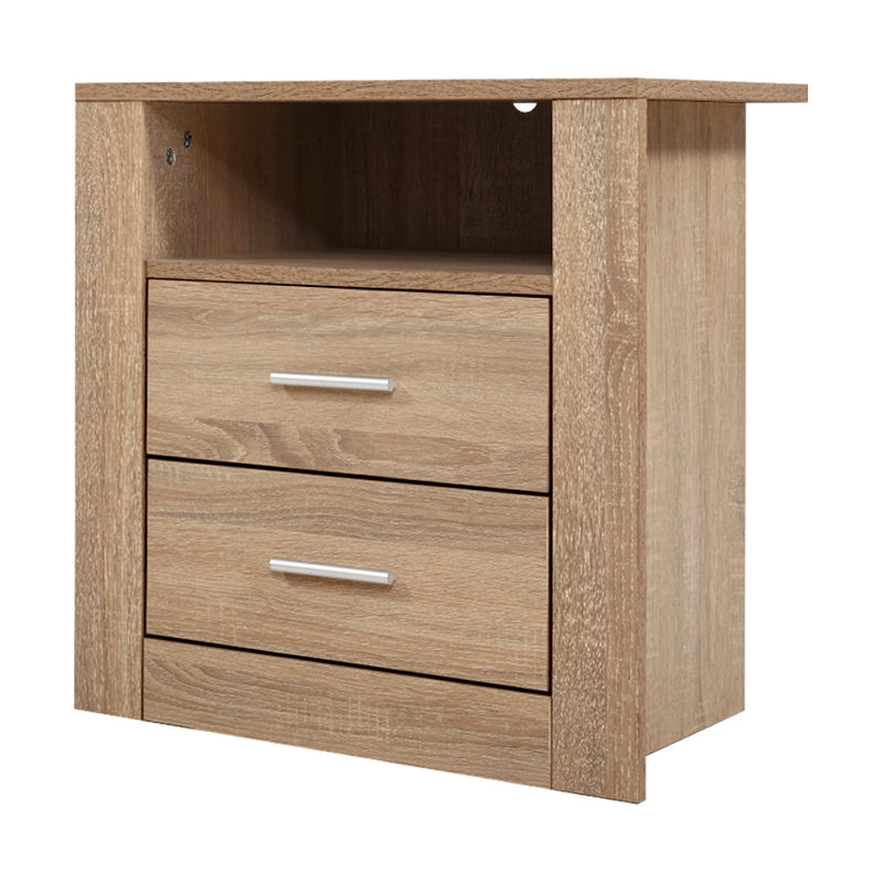 Milano Bedside Tables Drawers Storage Cabinet Shelf Side End Table Oak