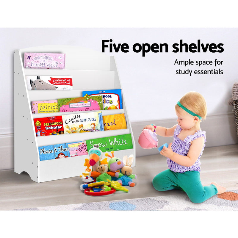 Kids 5 Tiers Bookshelf Rack Shelf Organiser at Sleep House Brisbane