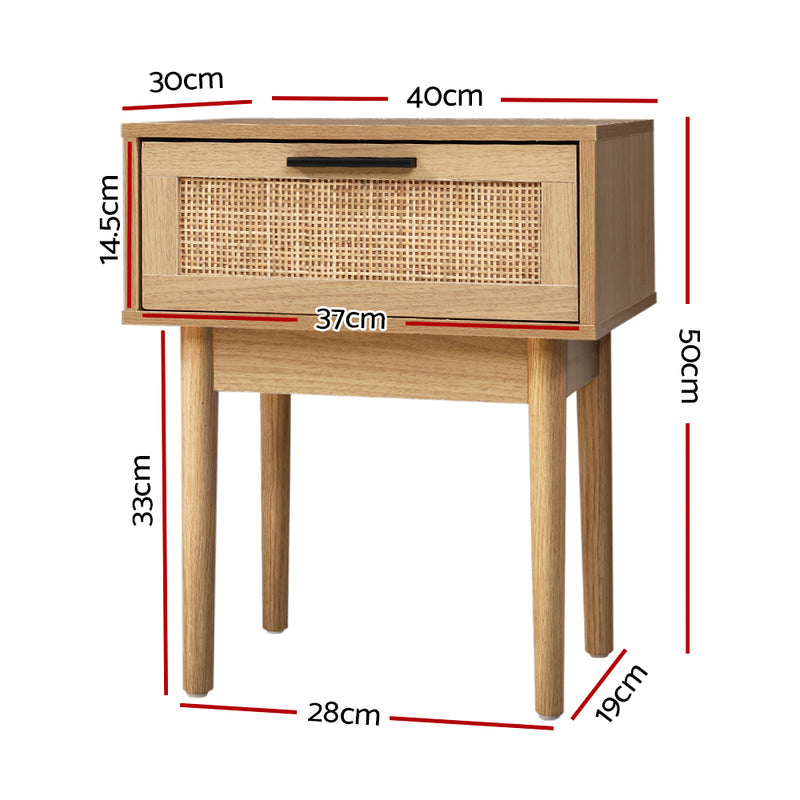 Milano Rattan Wood Bedside Table