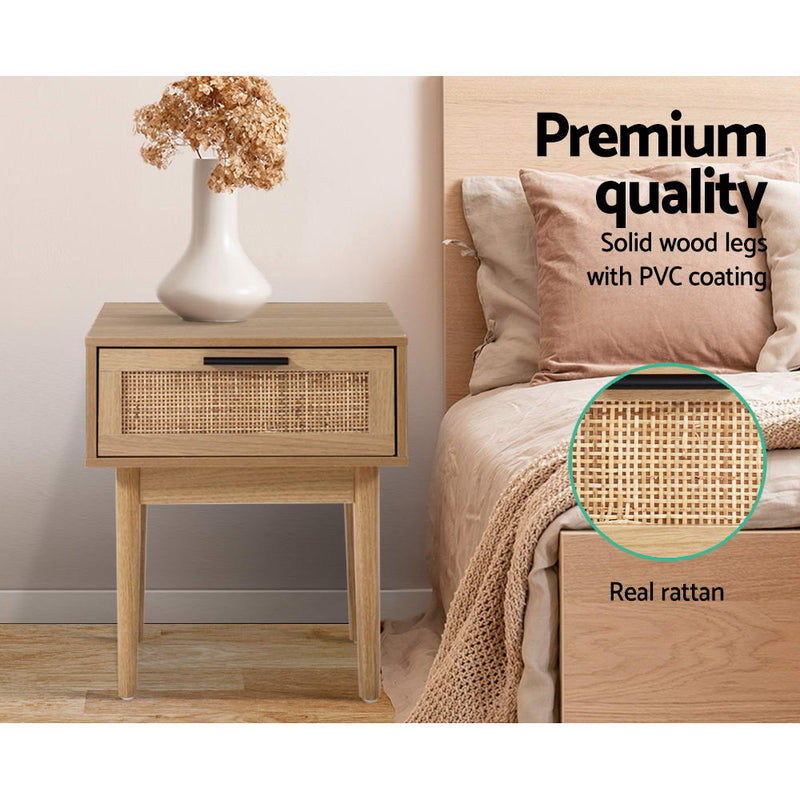 Milano Rattan Wood Bedside Table by Sleep House Box Hill VIC