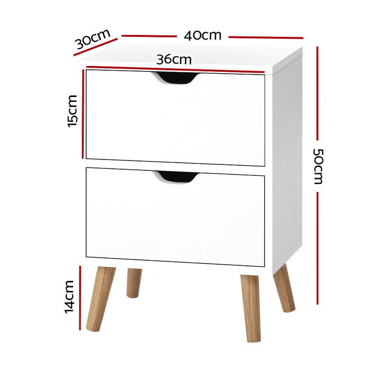 Milano Stylish Bedside Tables Nightstand White