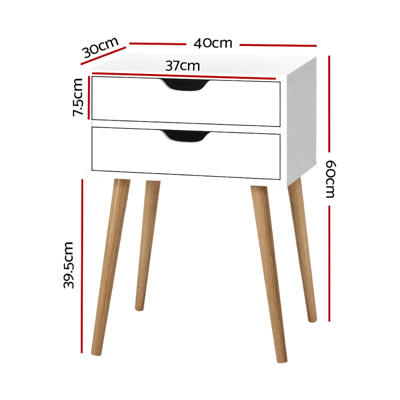 Milano Bedside Tables Wood Cabinet White
