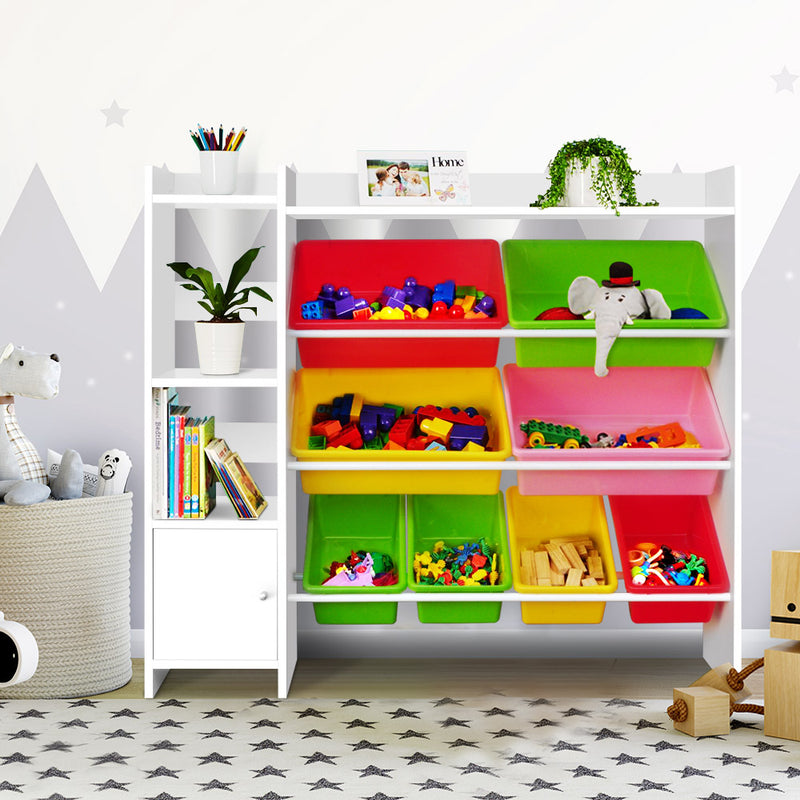 Kids 8 Bins Toy Box Storage Organiser Bookshelf at Sleep House Sydney