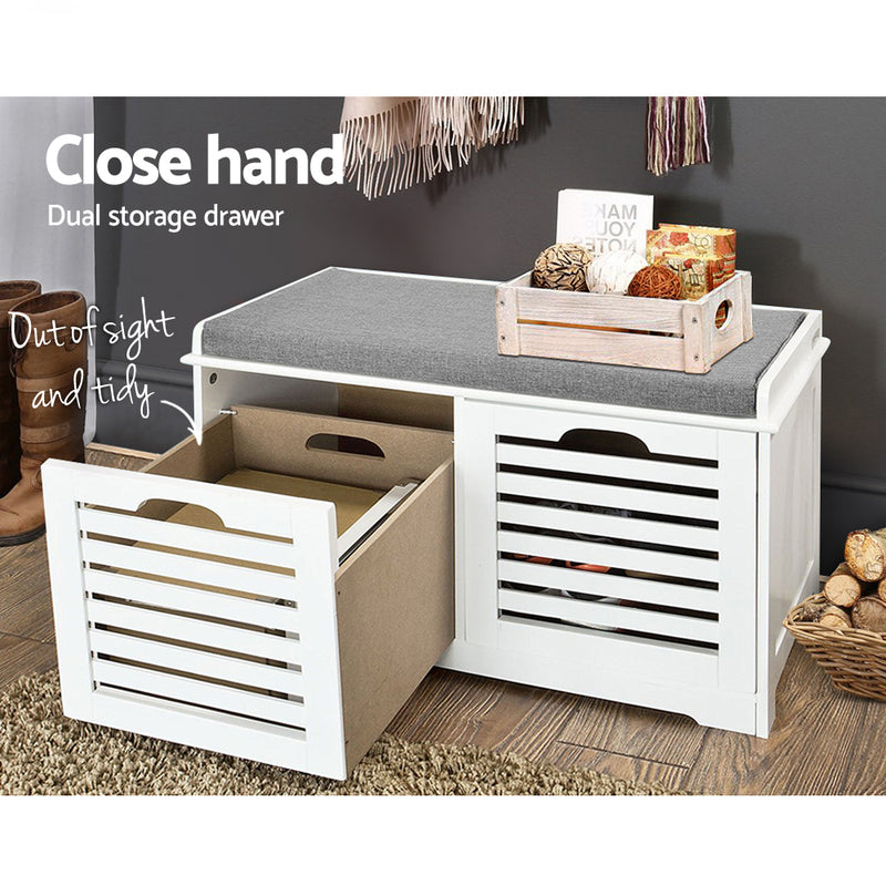Stylish Fabric Shoe Bench with Drawers Best Price at Sleep House