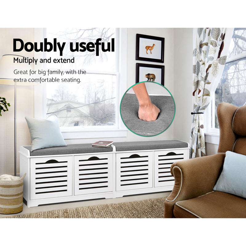 Stylish Fabric Shoe Bench with Drawers Best Price at Sleep House