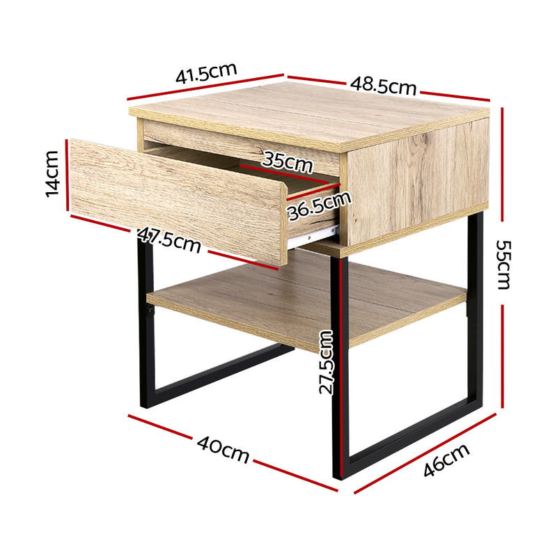 Milano Chest Style Metal Bedside Table