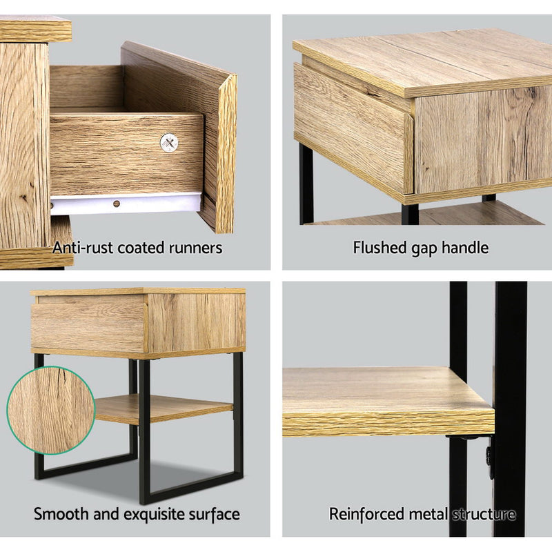 Milano Chest Style Metal Bedside Table