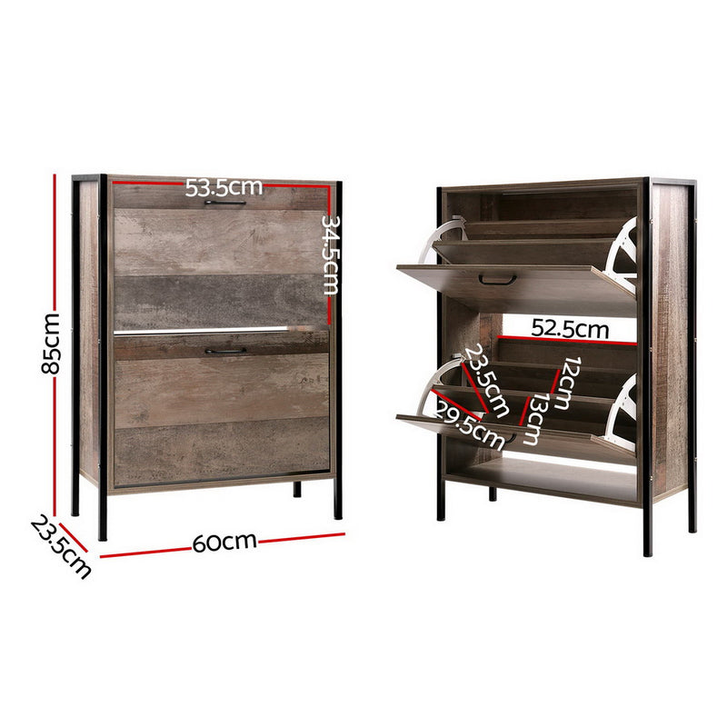 Diva 12 Pair Wooden Vintage Shoe Rack Storage Cabinet - Wood