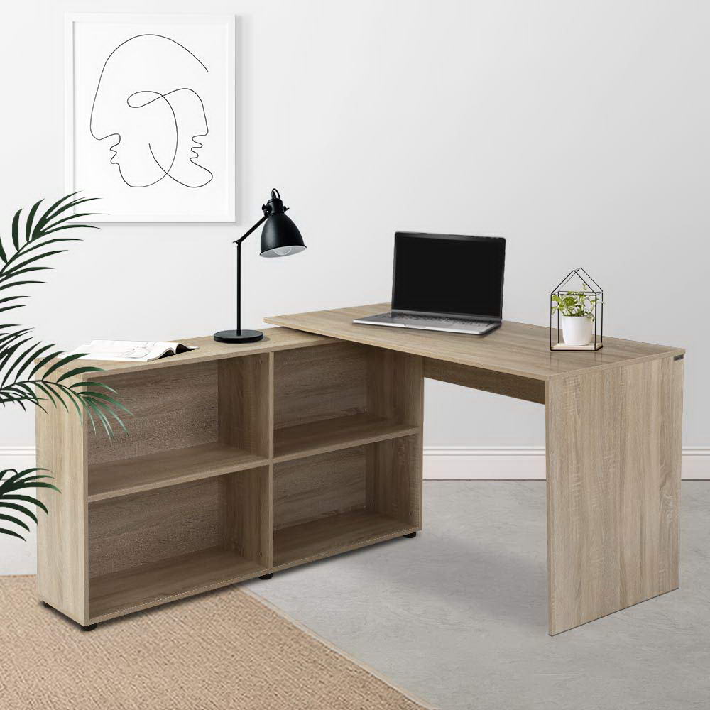 Artiss office computer desk corner study table workstation bookcase storage deals