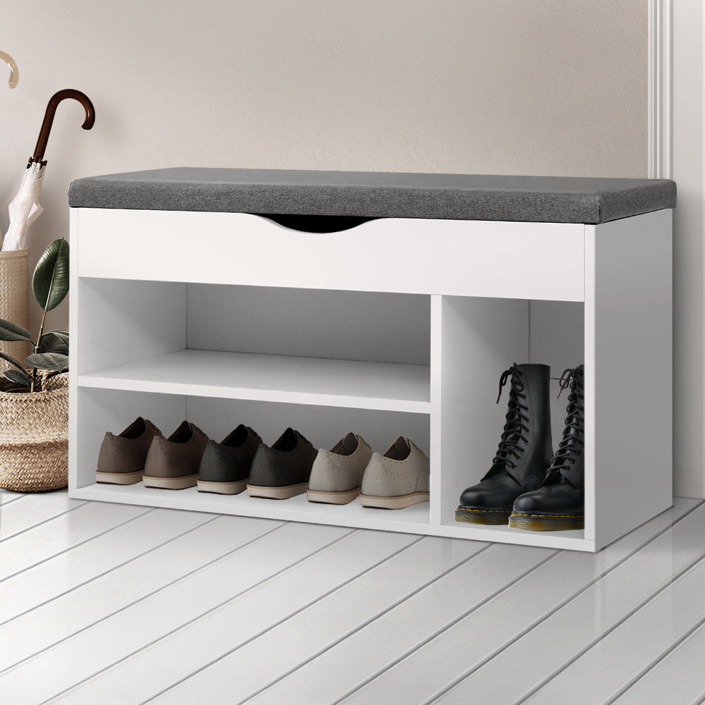 Diva Shoe Cabinet Bench Shoes Organiser White Cupboard by Sleep House NSW