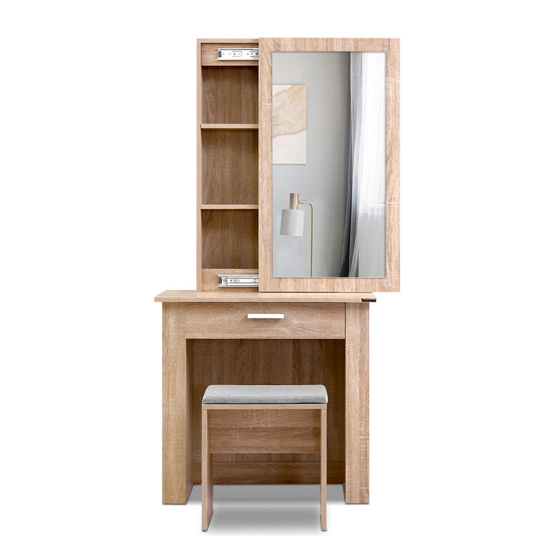 Milano Dressing Table Mirror Stool Mirror Makeup Storage Wood