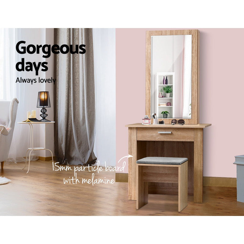 Milano Dressing Table Mirror Stool Mirror Makeup Storage Wood