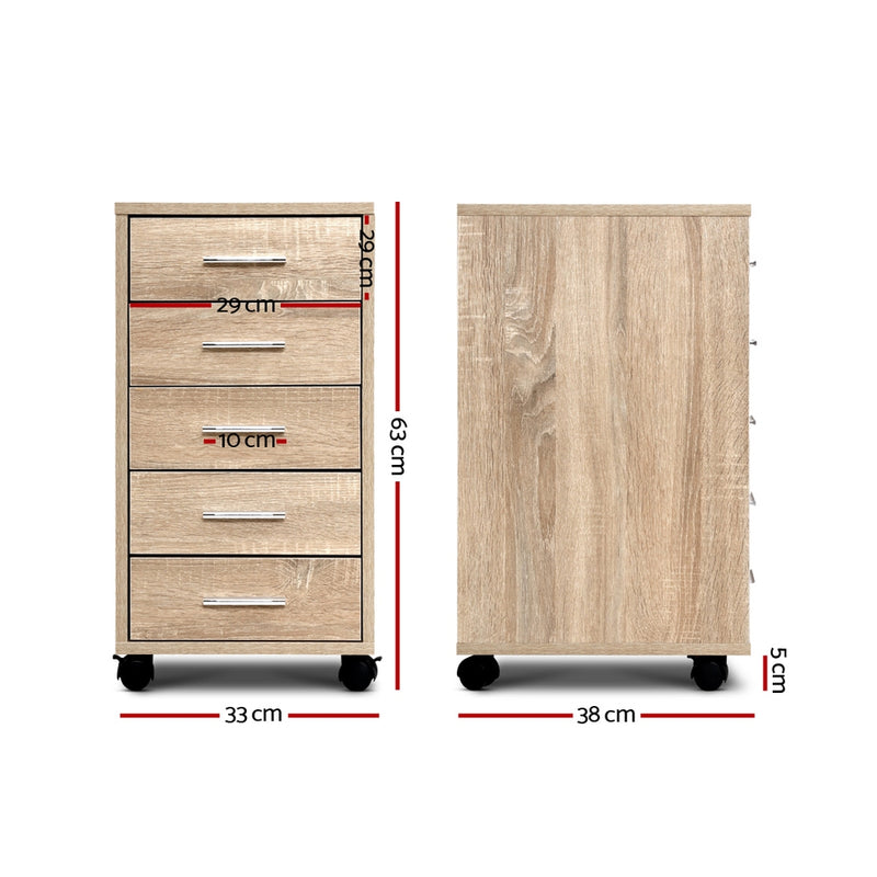 Diva 5 Drawer Filing Cabinet Storage File Cupboard