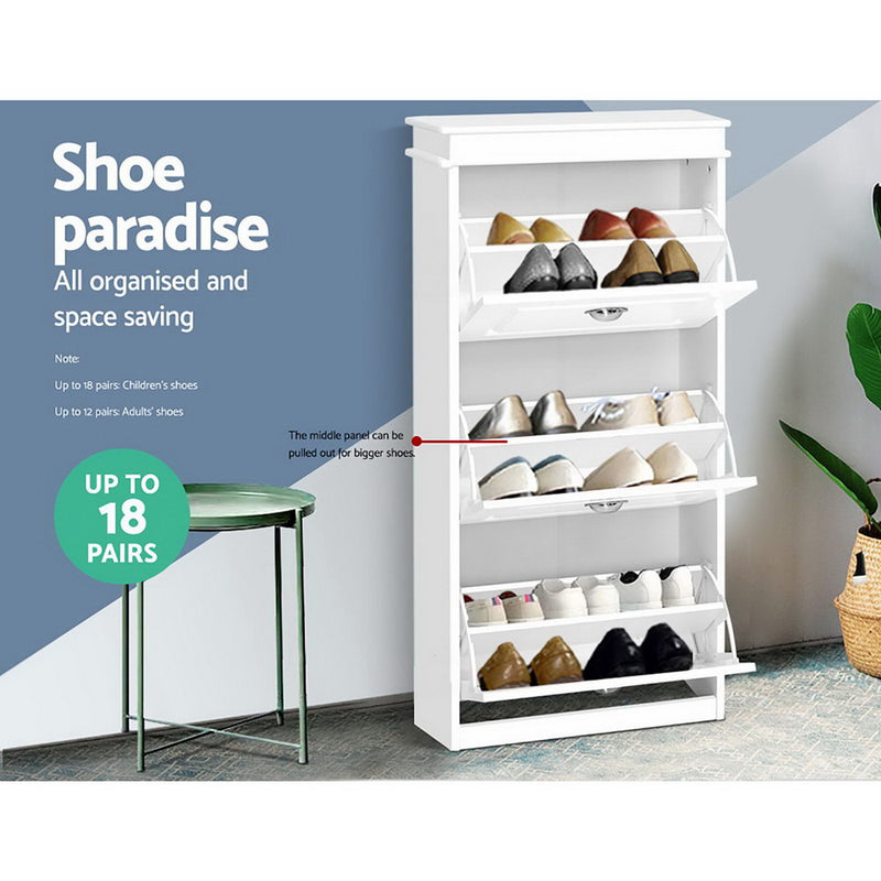 Diva Shoe Cabinet Shoes Storage Rack White18 Pairs at Sleep House NSW
