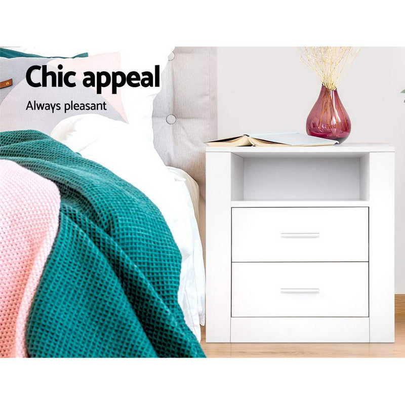 Milano Bedside Tables Drawers Storage White by Sleep House Nunawading