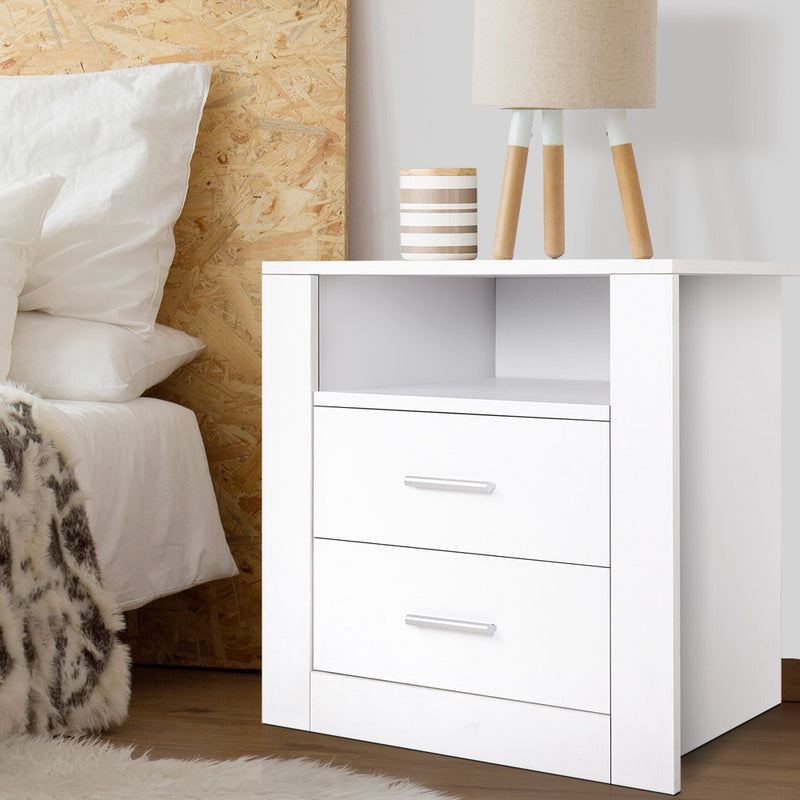 Milano Bedside Tables Drawers Storage White by Sleep House Nunawading