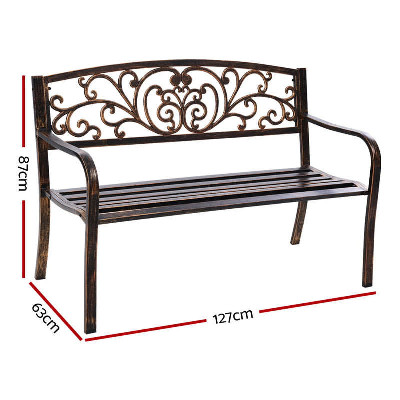Outdoor Cast Iron Garden Bench - Bronze