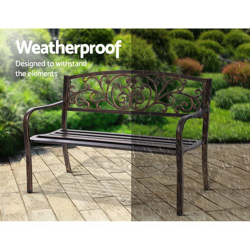 Outdoor Cast Iron Garden Bench - Bronze