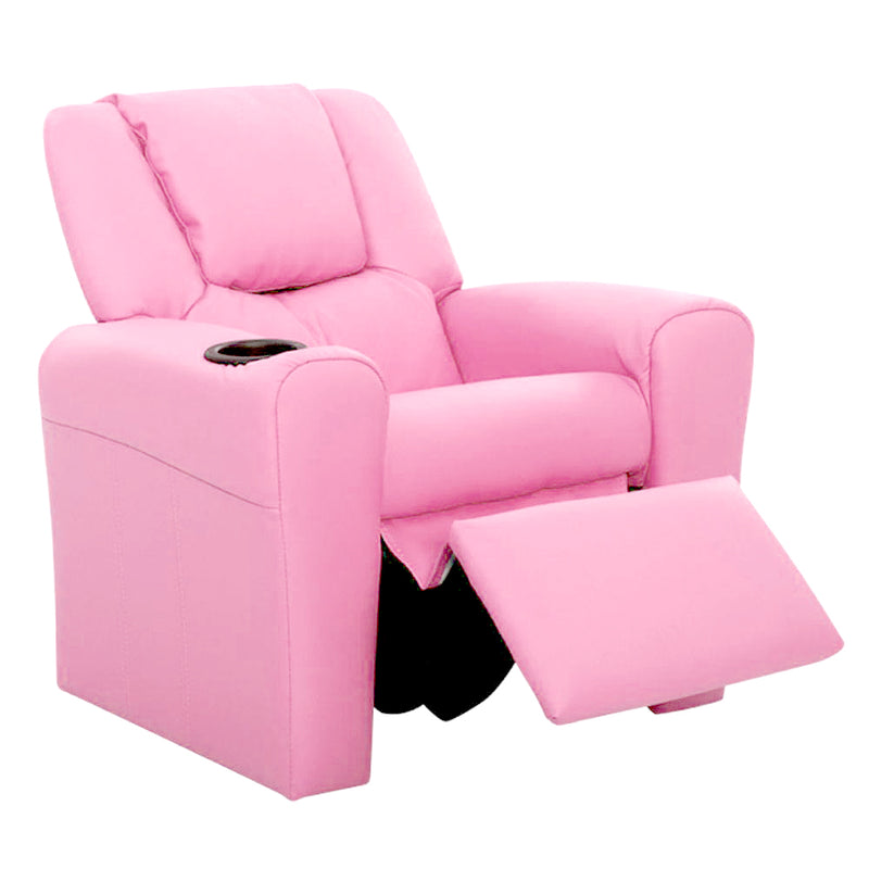 Keezi Kids Recliner Chair Pink PU Leather Sofa Lounge Couch 