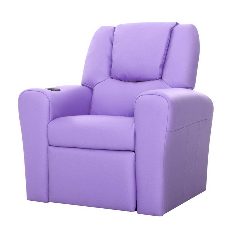 Keezi Kids Recliner Chair Purple PU Leather Sofa Lounge Couch 