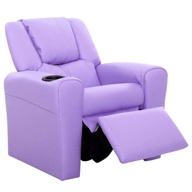 Keezi Kids Recliner Chair Purple PU Leather Sofa Lounge Couch 