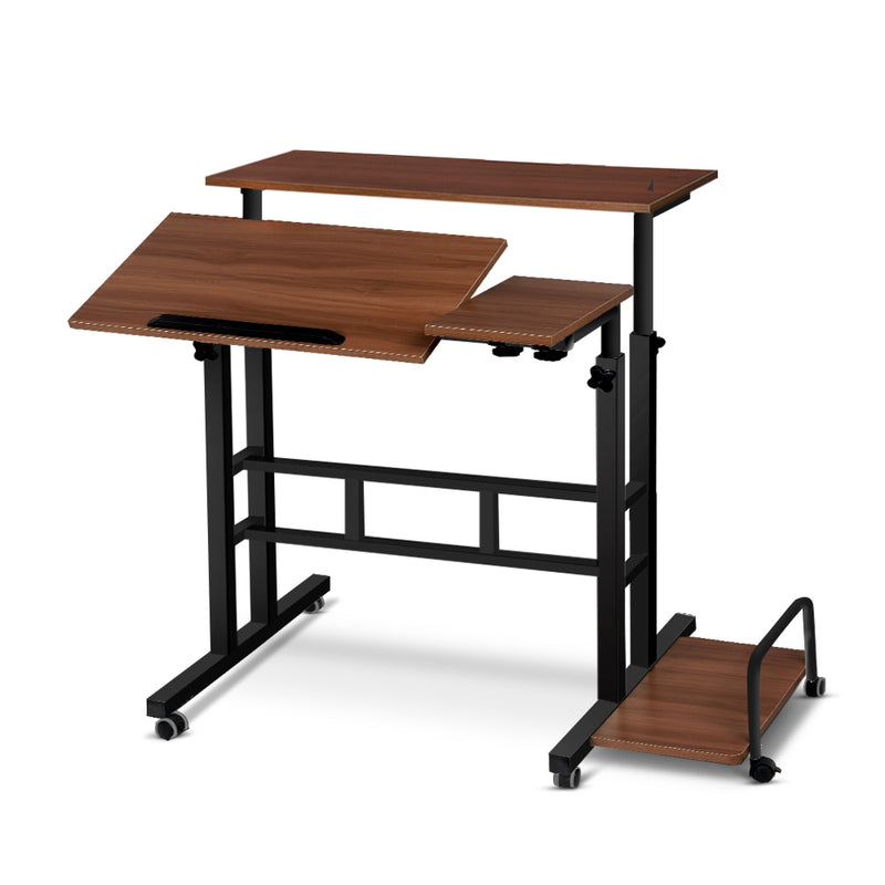 Diva Twin Laptop Table Desk - Dark Wood