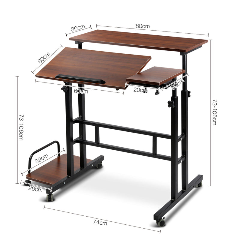 Diva Twin Laptop Table Desk - Dark Wood
