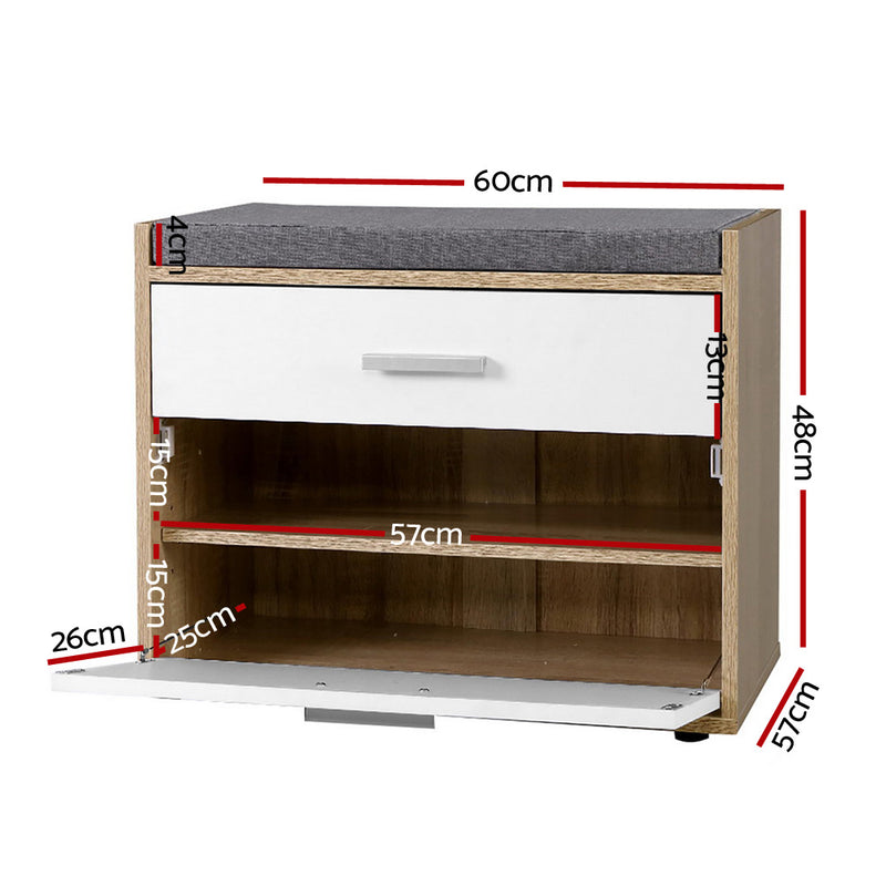 Diva Shoe Cabinet Bench Shoes Storage Organiser Wooden Cupboard  by Sleep House QLD