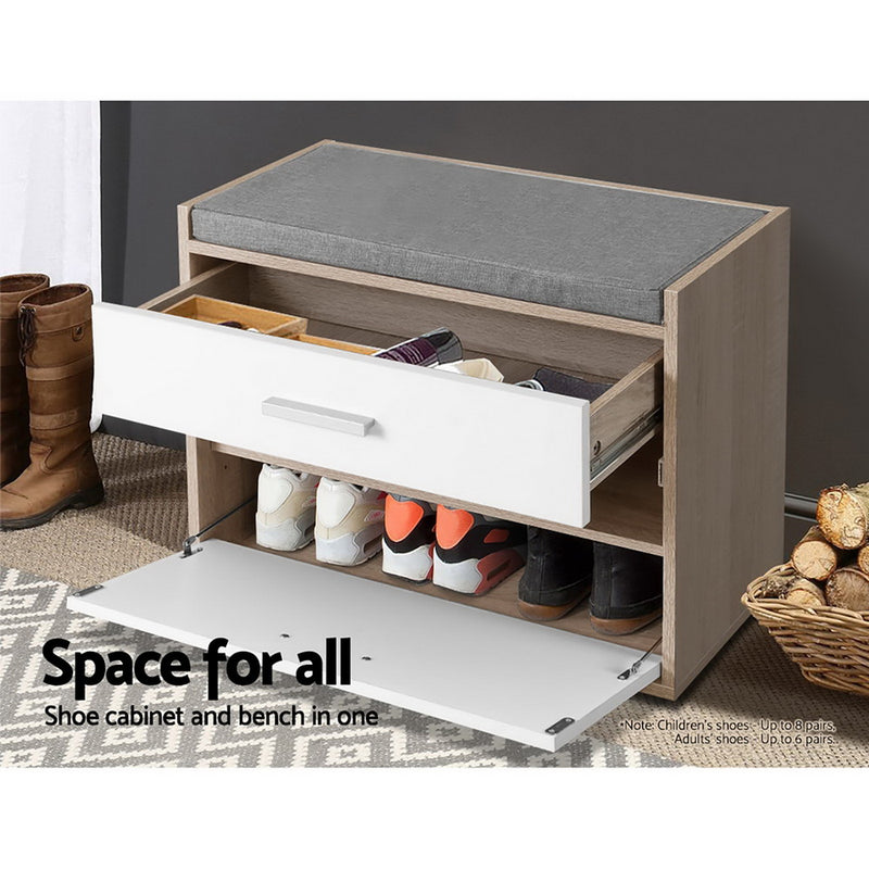 Diva Shoe Cabinet Bench Shoes Storage Organiser Wooden Cupboard  by Sleep House QLD