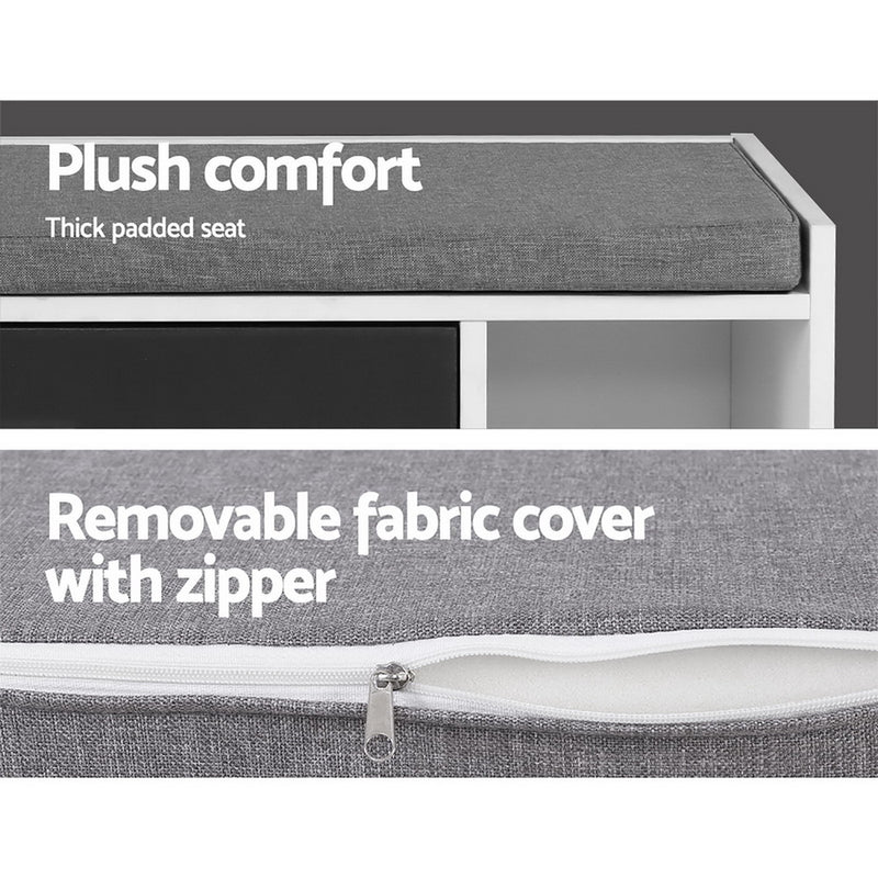 Diva Shoe Cabinet Bench Fabric Seat Adjustable Shelf by Sleep House SA