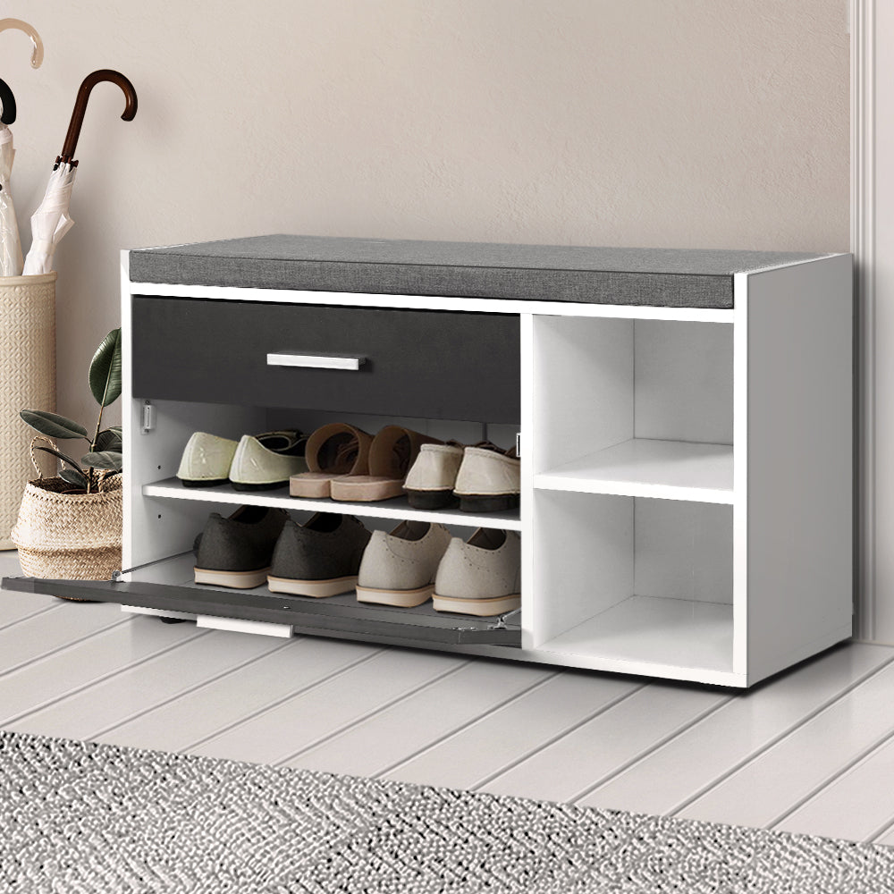 Diva Shoe Cabinet Bench Fabric Seat Adjustable Shelf by Sleep House SA
