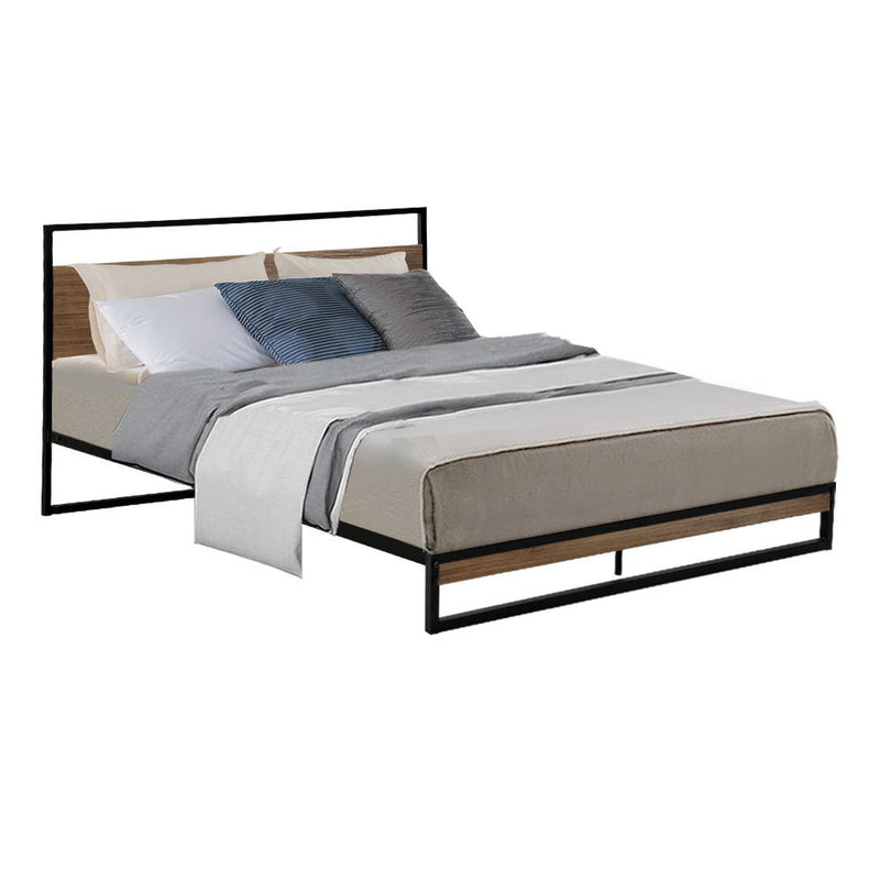 Milano Metal Bed Frame Mattress Base Black - Double Size 