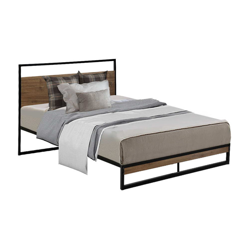 Milano Metal Bed Frame Mattress Base Black - King Single Size 
