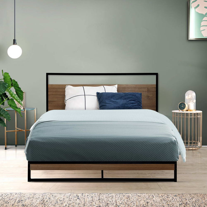 Milano Metal Bed Frame Mattress Base Black - King Single Size 