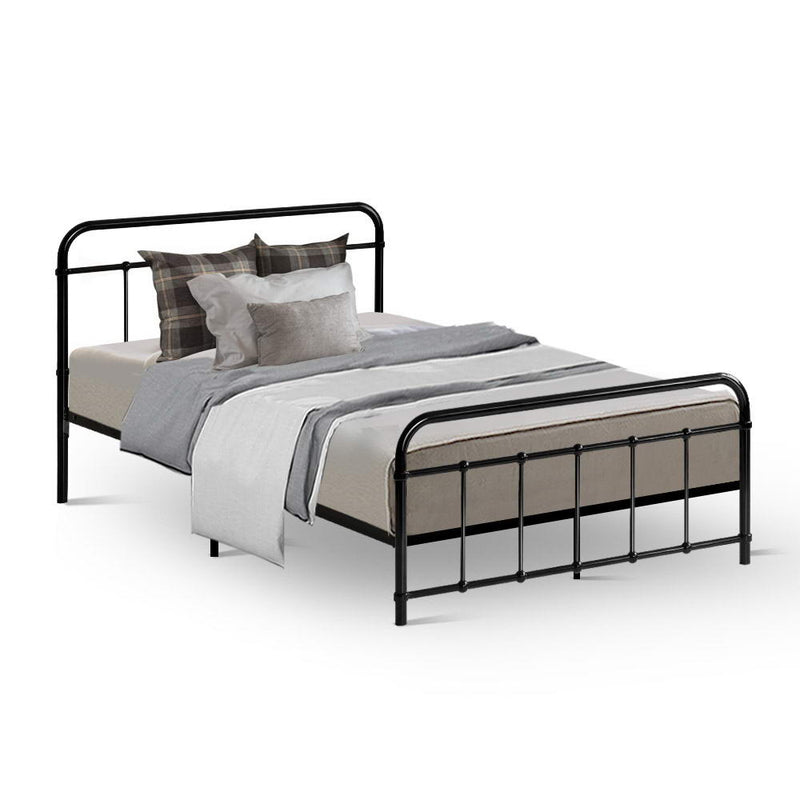 Milano Metal Bed Frame Mattress Base Black - King Single Size 