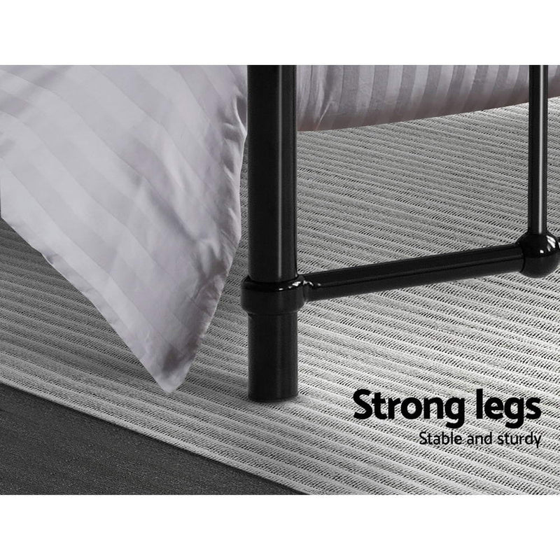 Milano Metal Bed Frame Mattress Base Black - King Single Size 