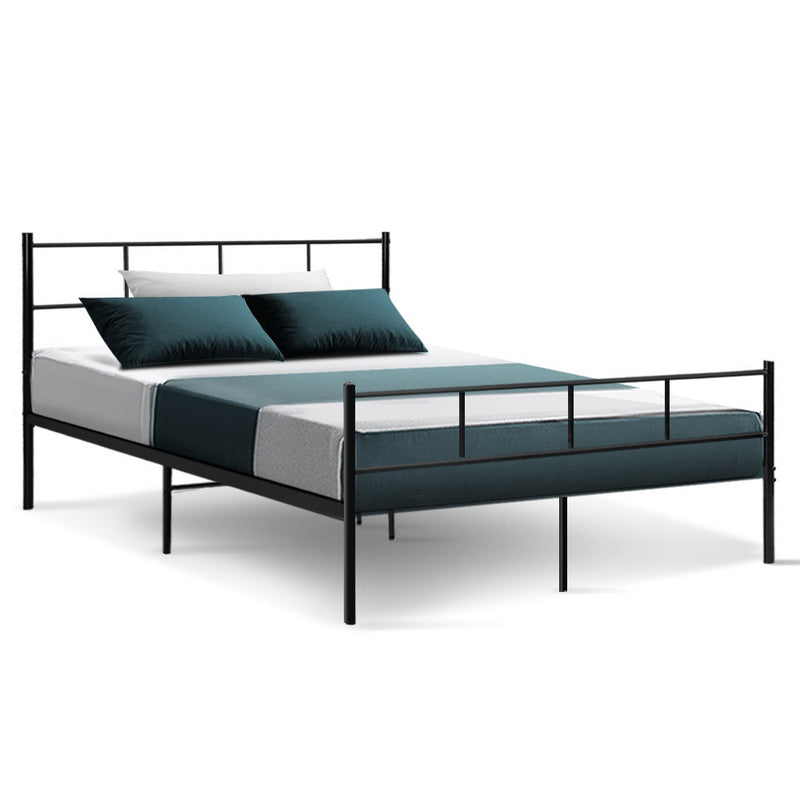 Milano Metal Bed Frame Platform Foundation Mattress Base SOL Black - Double Size 