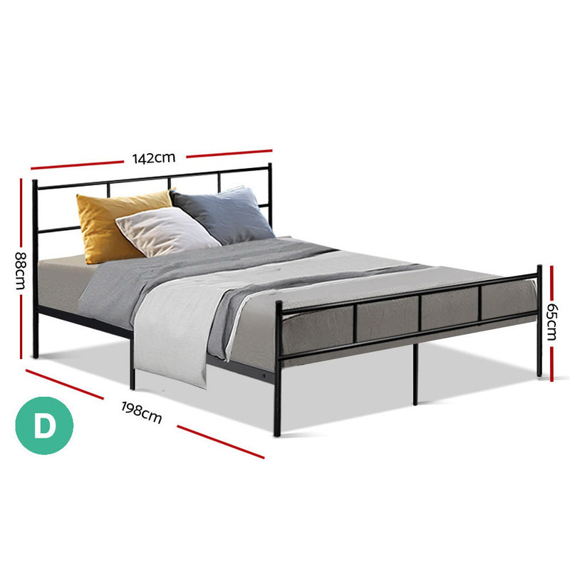 Milano Metal Bed Frame Platform Foundation Mattress Base SOL Black - Double Size 