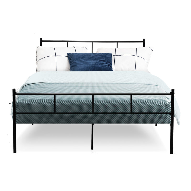 Milano Metal Bed Frame Platform Foundation Mattress Base SOL Black - Double Size 