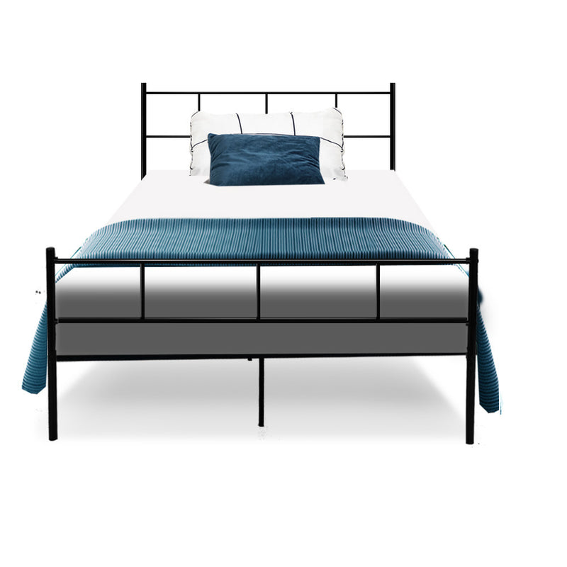 Milano Metal Bed Frame Mattress Base Black - King Single Size 