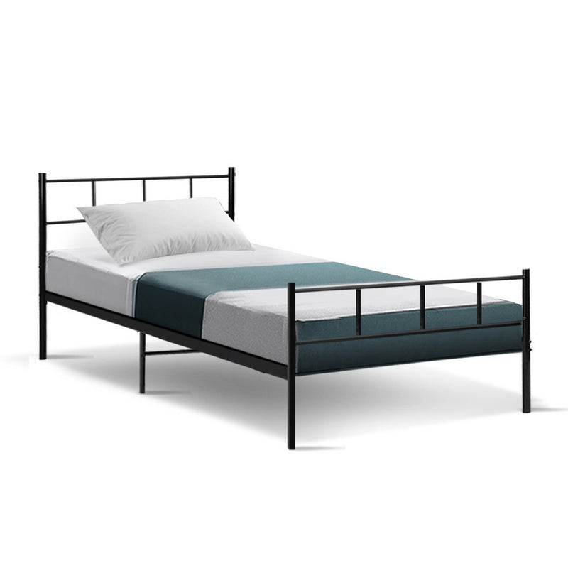 Milano Metal Bed Frame Mattress Base Black - Single Size 